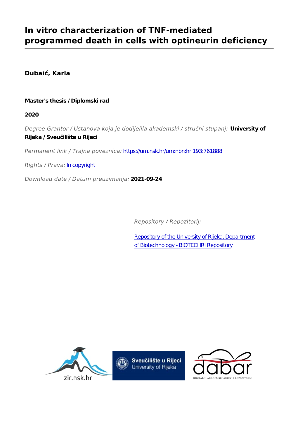 In Vitro Characterization of TNF-Mediated Programmed Death in Cells with Optineurin Deficiency