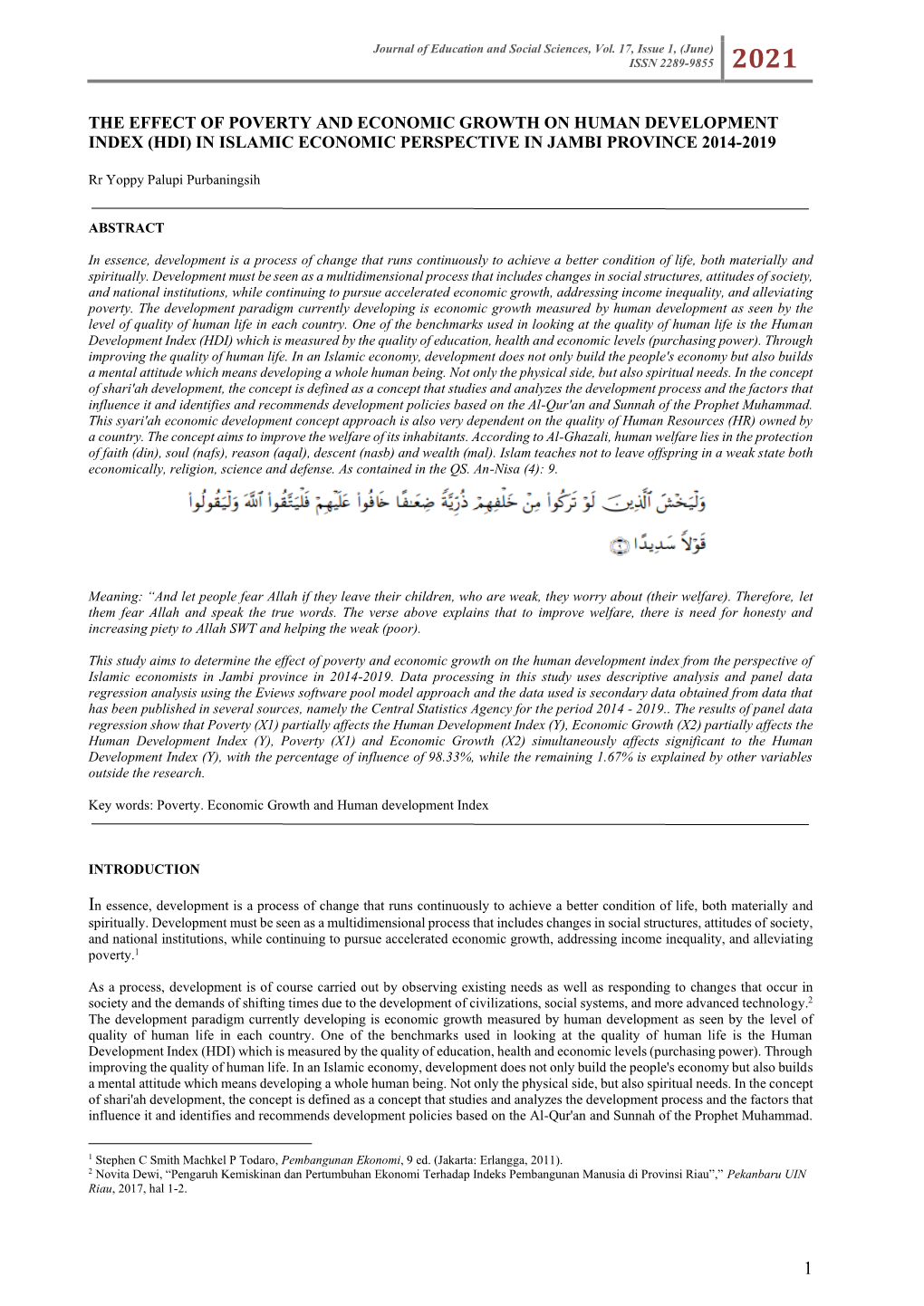 (Hdi) in Islamic Economic Perspective in Jambi Province 2014-2019