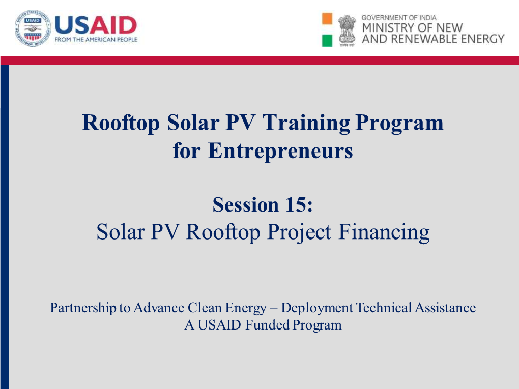 Solar PV Project Financing