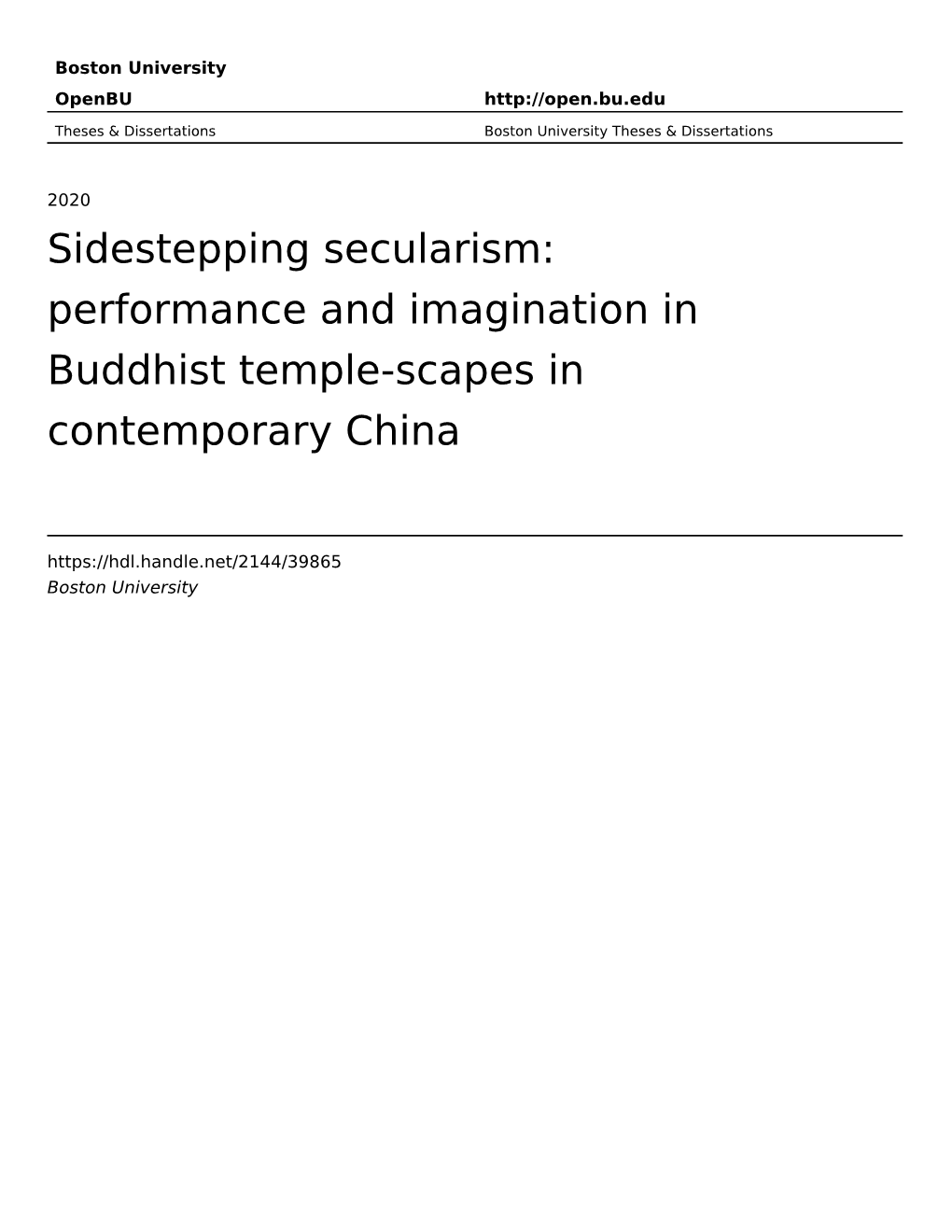 Performance and Imagination in Buddhist Temple-Scapes in Contemporary China