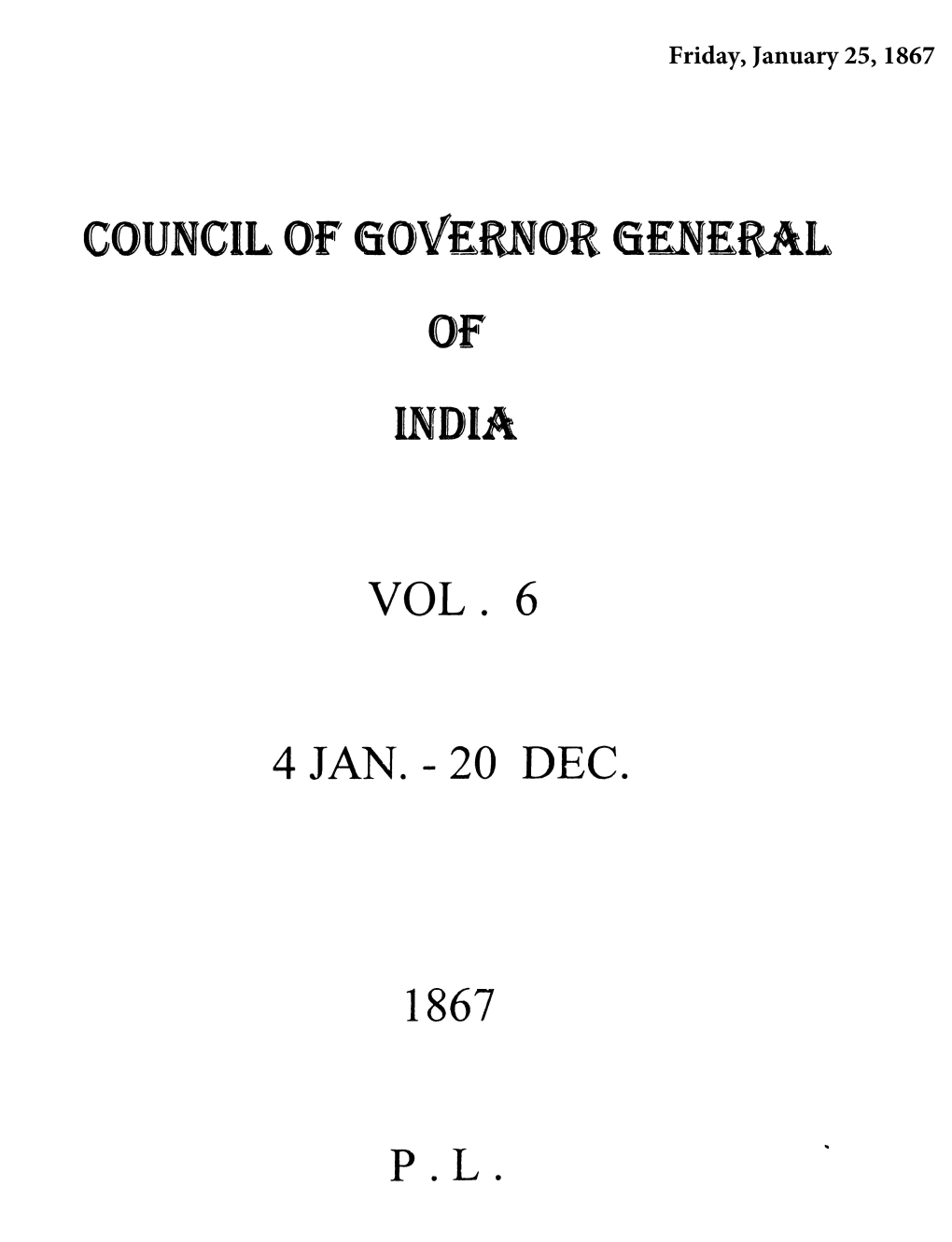 COUNCIL Off GOVERNOR GENERAL of INDIA