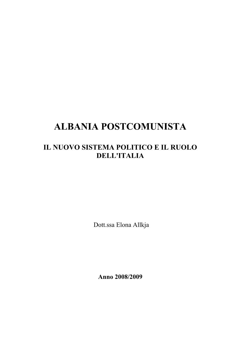 Albania Postcomunista