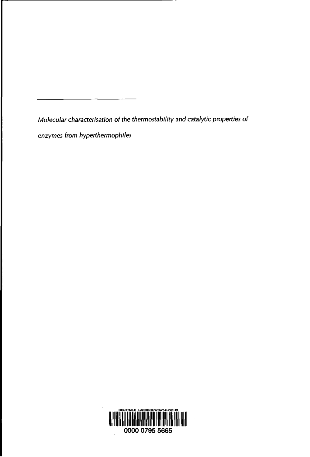 Molecular Characterisation of the Thermostability and Catalytic Properties of Enzymes from Hyperthermophiles