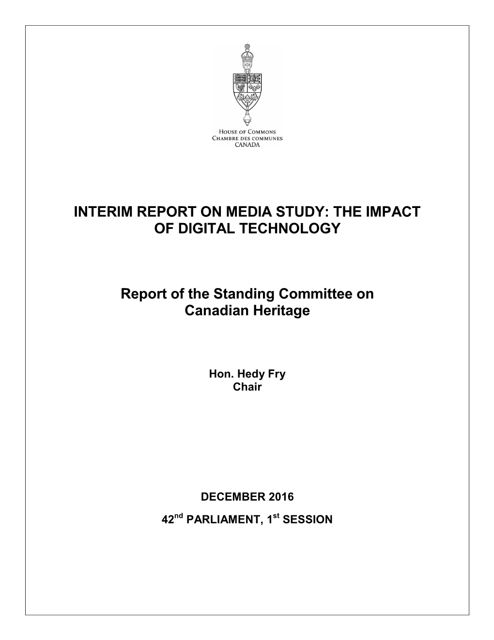 Interim Report on Media Study: the Impact of Digital Technology
