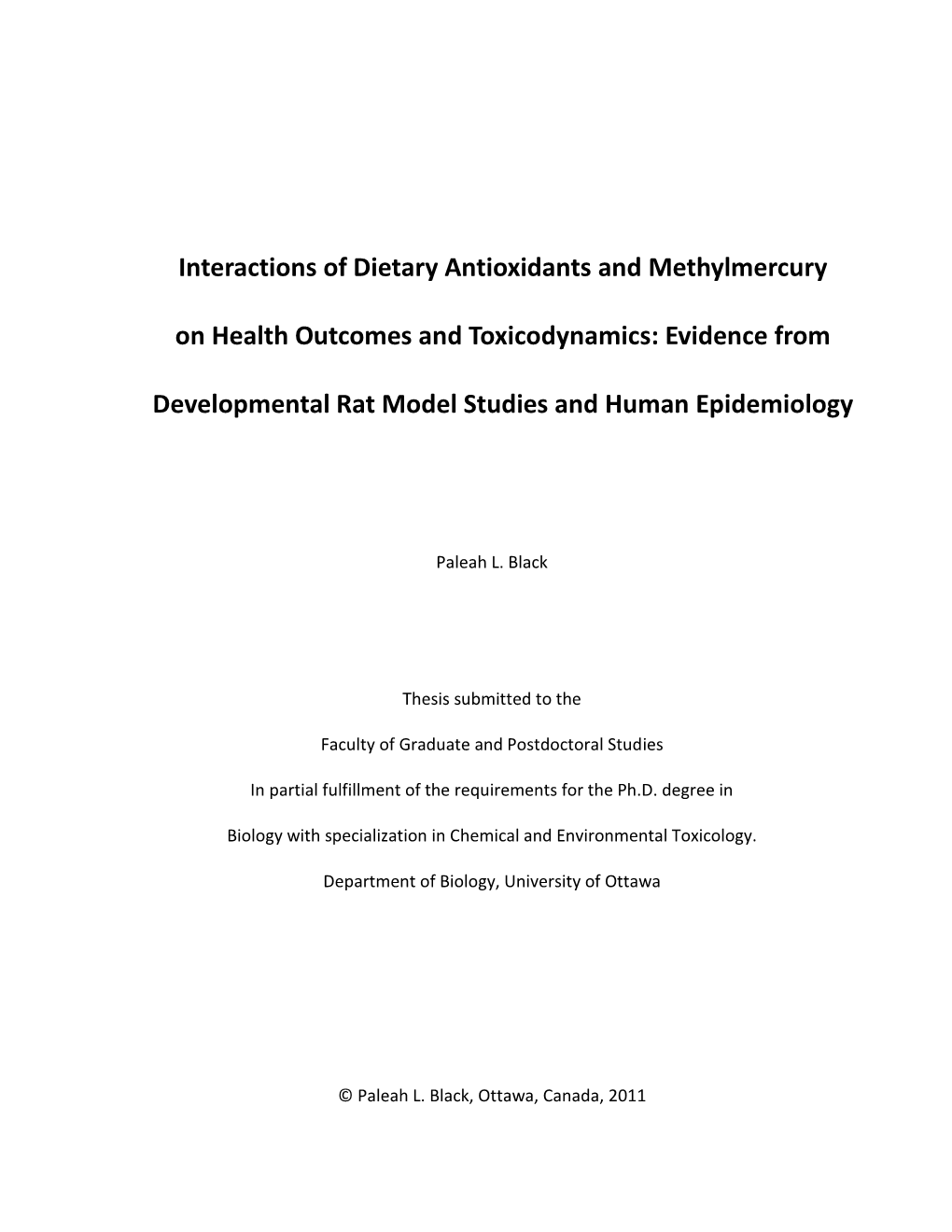 Interactions of Dietary Antioxidants and Methylmercury on Health Outcomes and Toxicodynamics