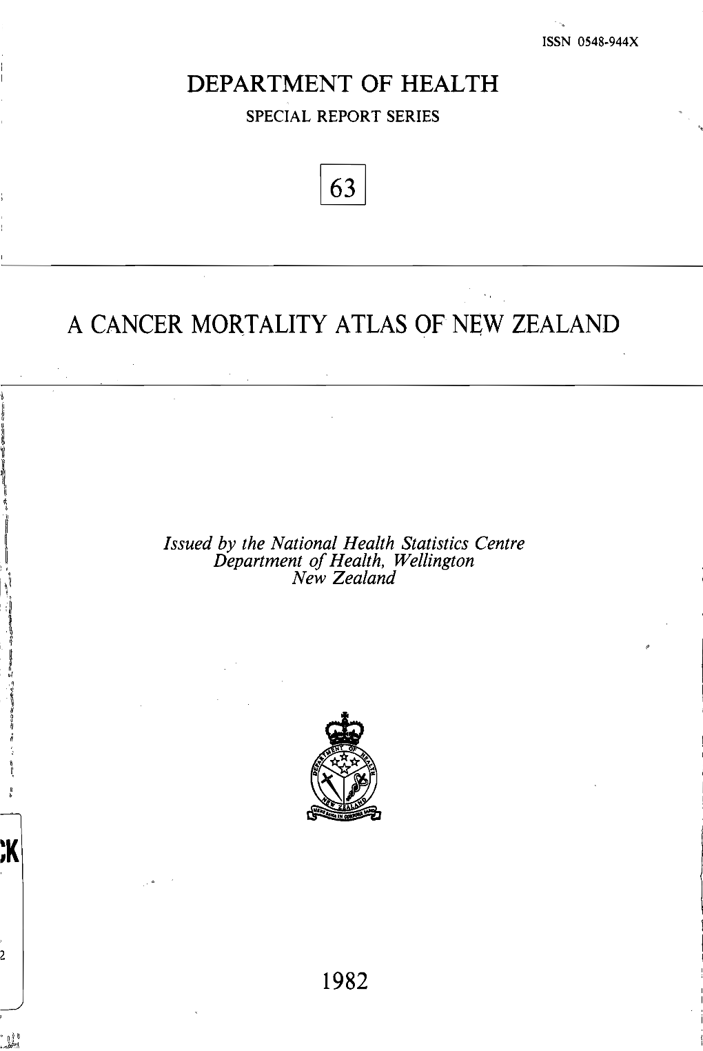 A Cancer Mortality Atlas Of' New Zealand