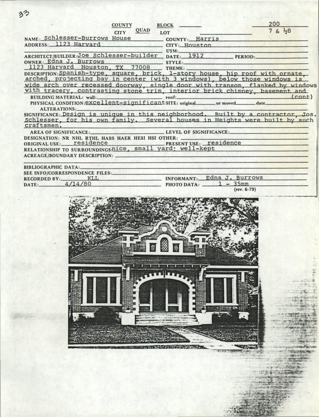 Schlesser-Burrows House 05/14/1984