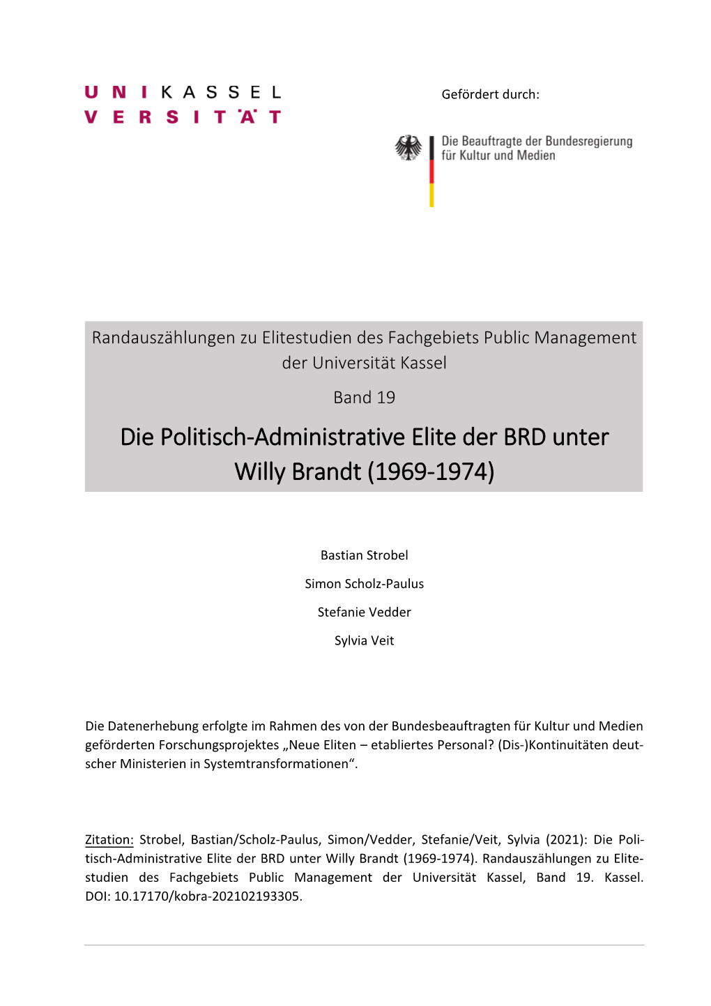 Die Politisch-Administrative Elite Der BRD Unter Willy Brandt (1969-1974)