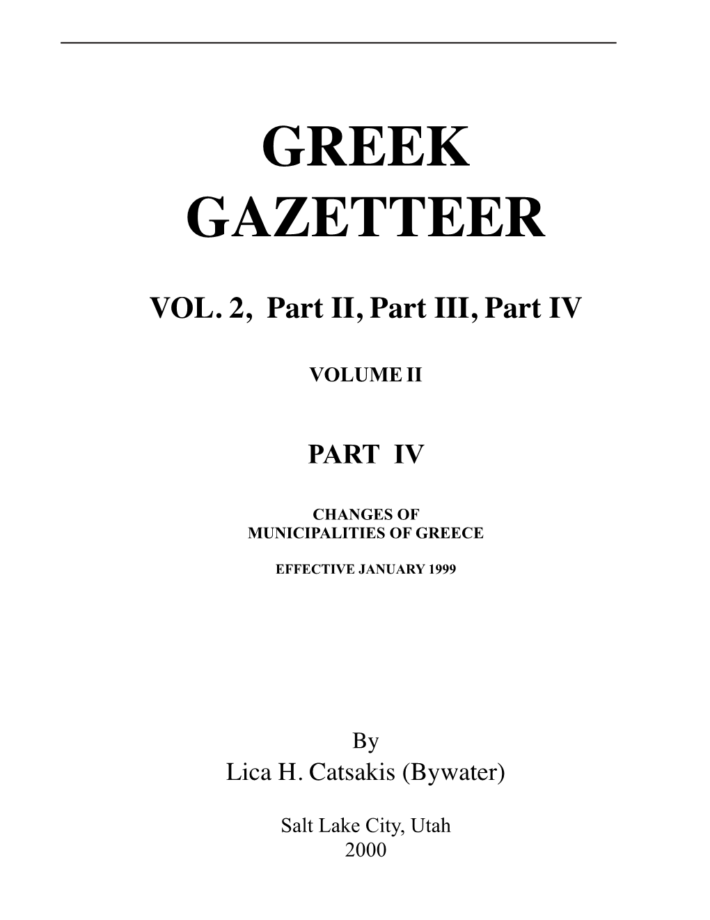 Greek Gazetteer � Vol