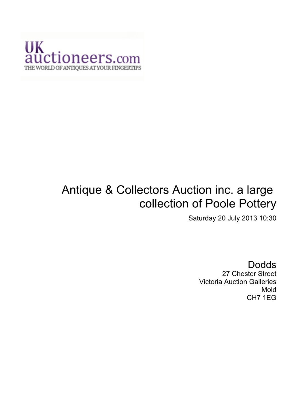 Antique & Collectors Auction Inc. a Large Collection of Poole Pottery