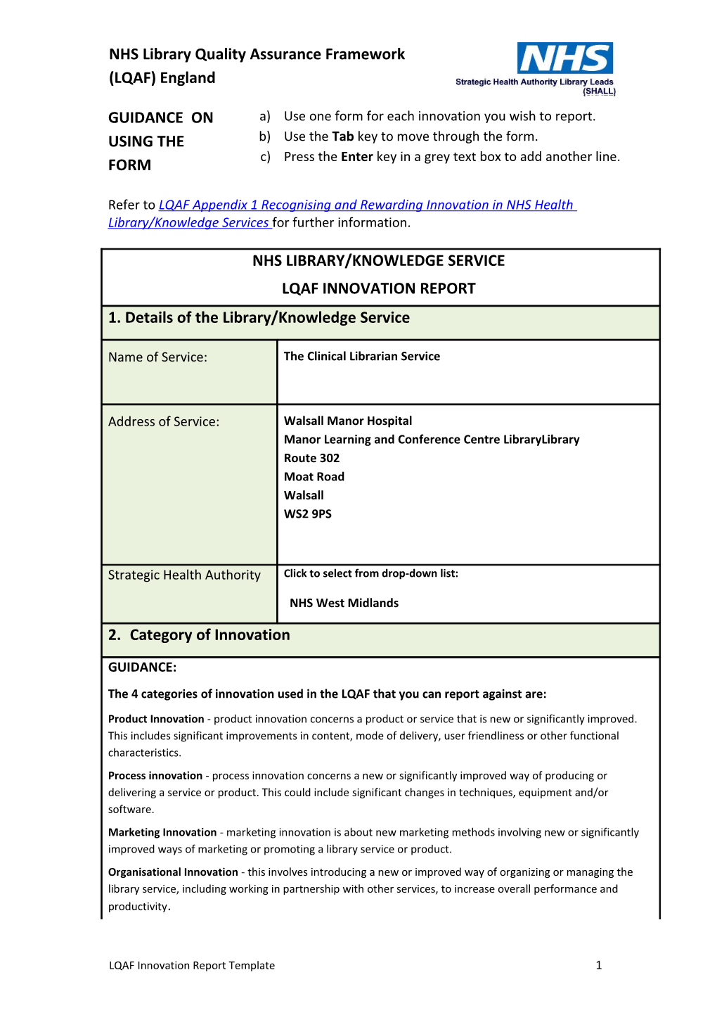 2010 Winner of the Marketing Innovation Awards - Walsall Manor Hospital