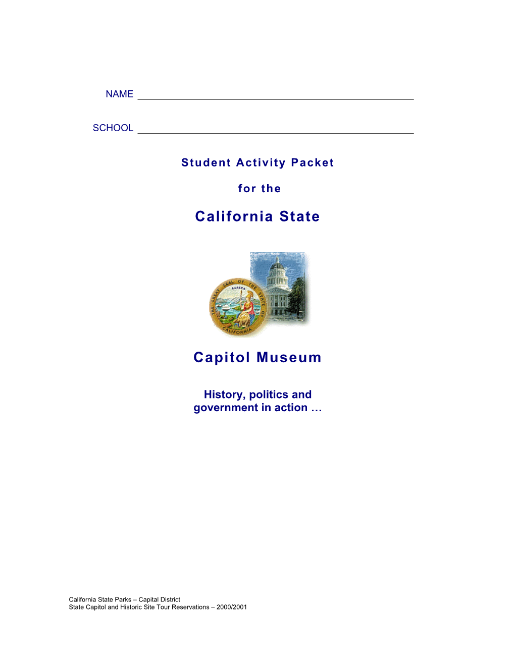 California State Capitol Museum Student Activity Sheet