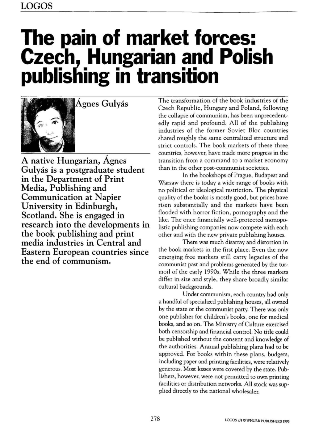 Czech, Hungarian and Polish Publishing in Transition
