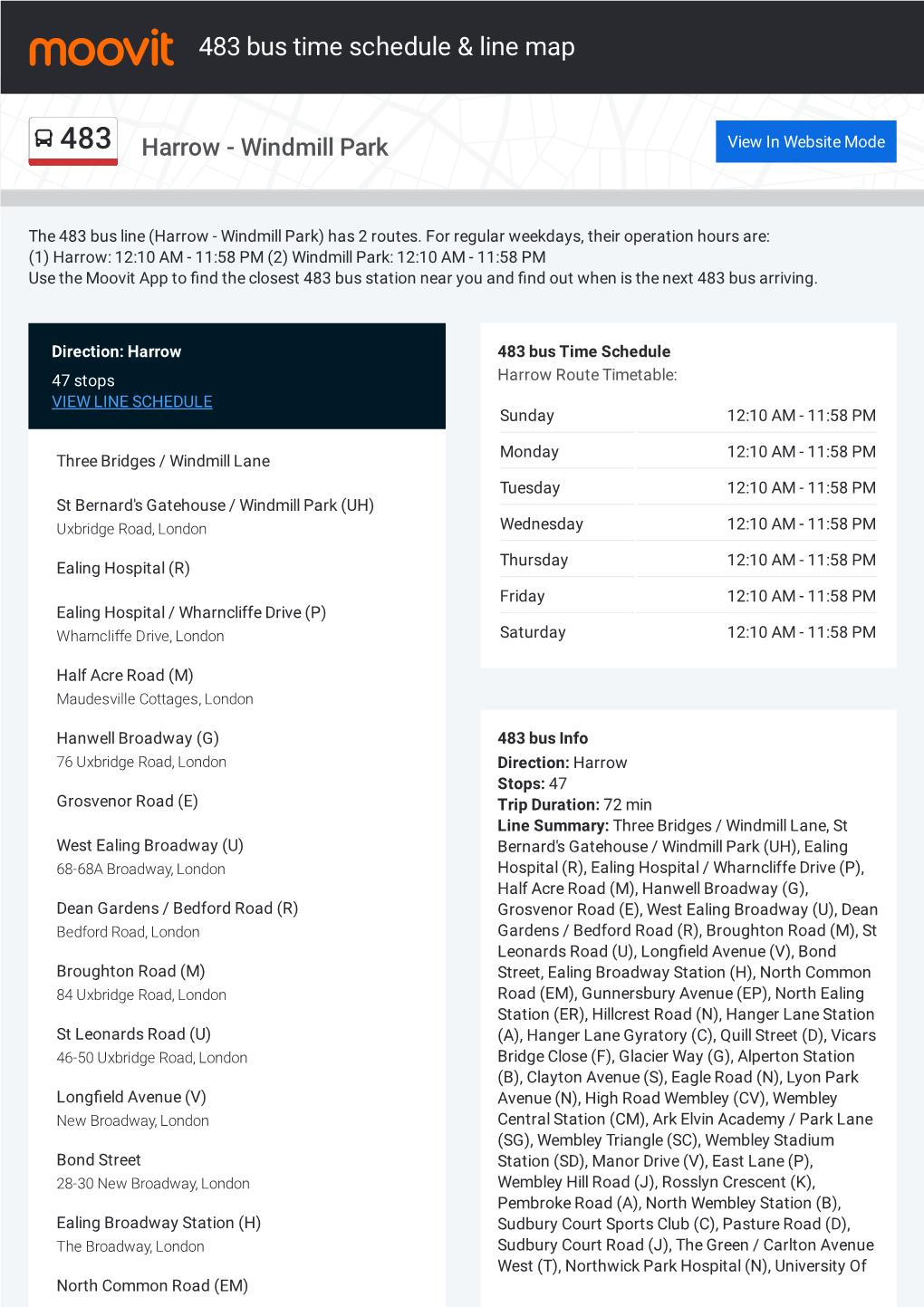 483 Bus Time Schedule & Line Route