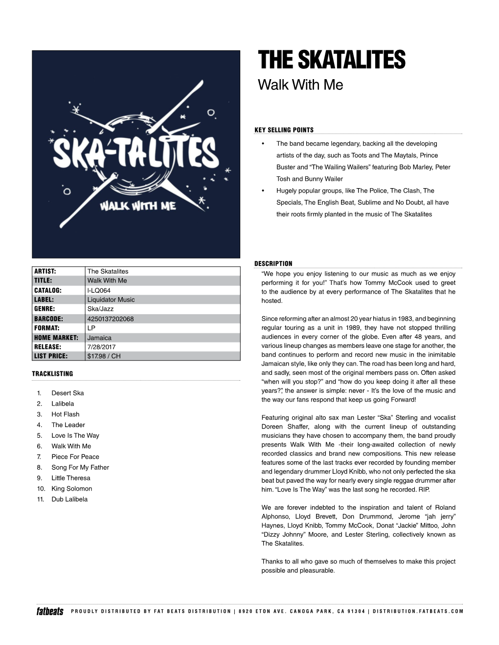 THE SKATALITES Walk with Me