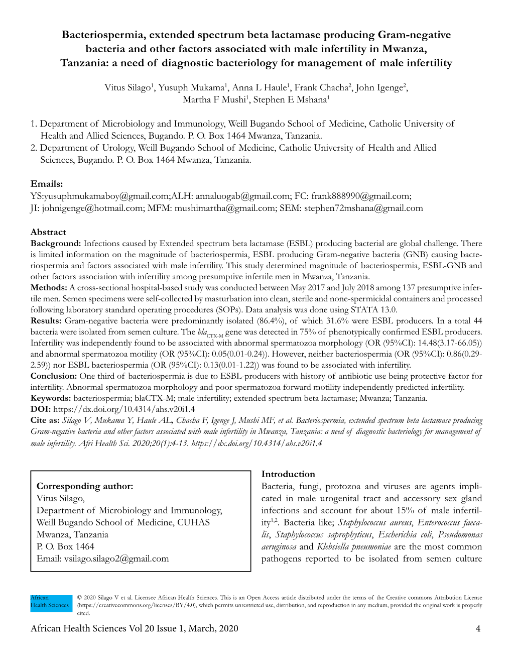 Bacteriospermia, Extended Spectrum Beta Lactamase Producing Gram