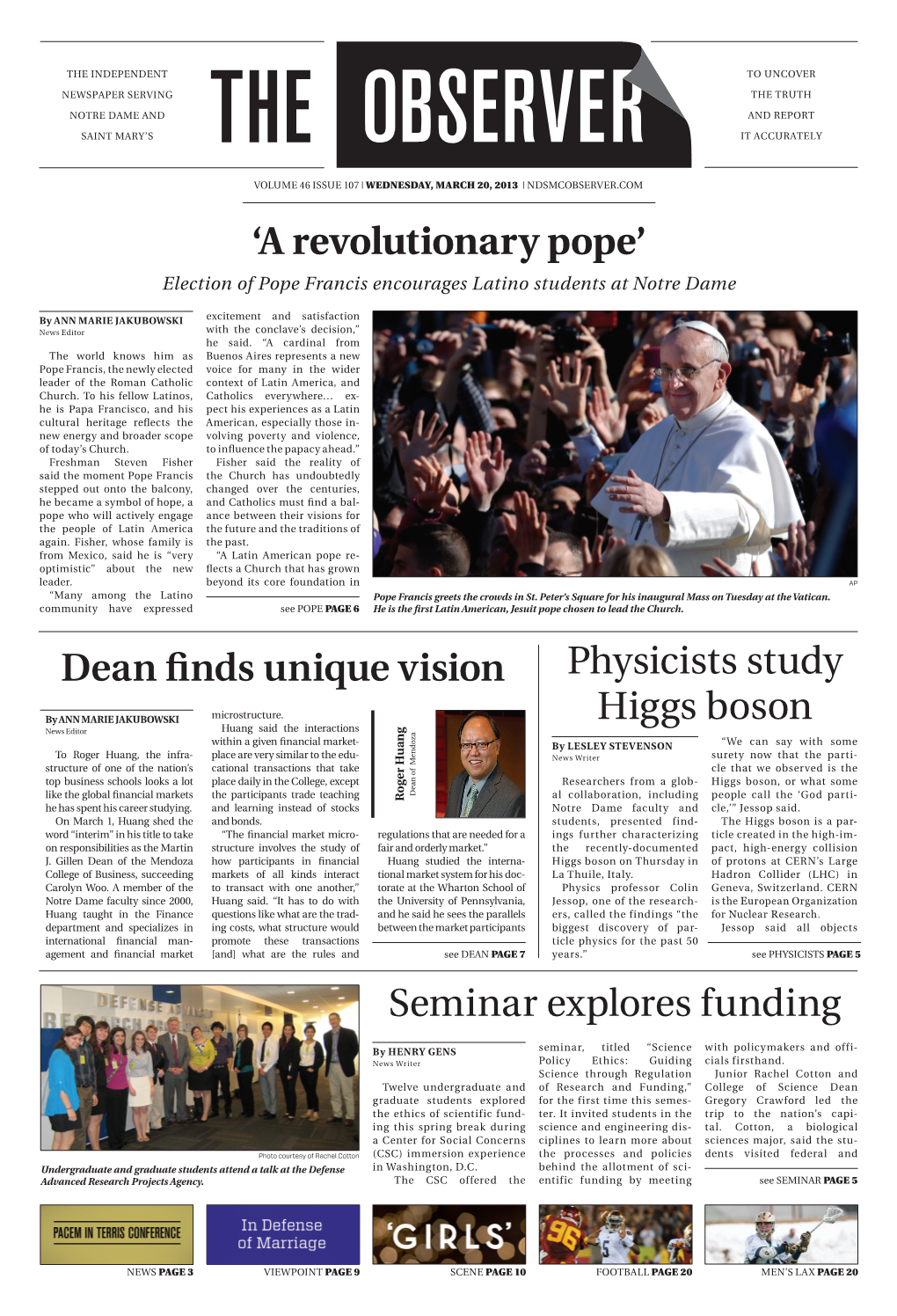 A Revolutionary Pope’ Election of Pope Francis Encourages Latino Students at Notre Dame