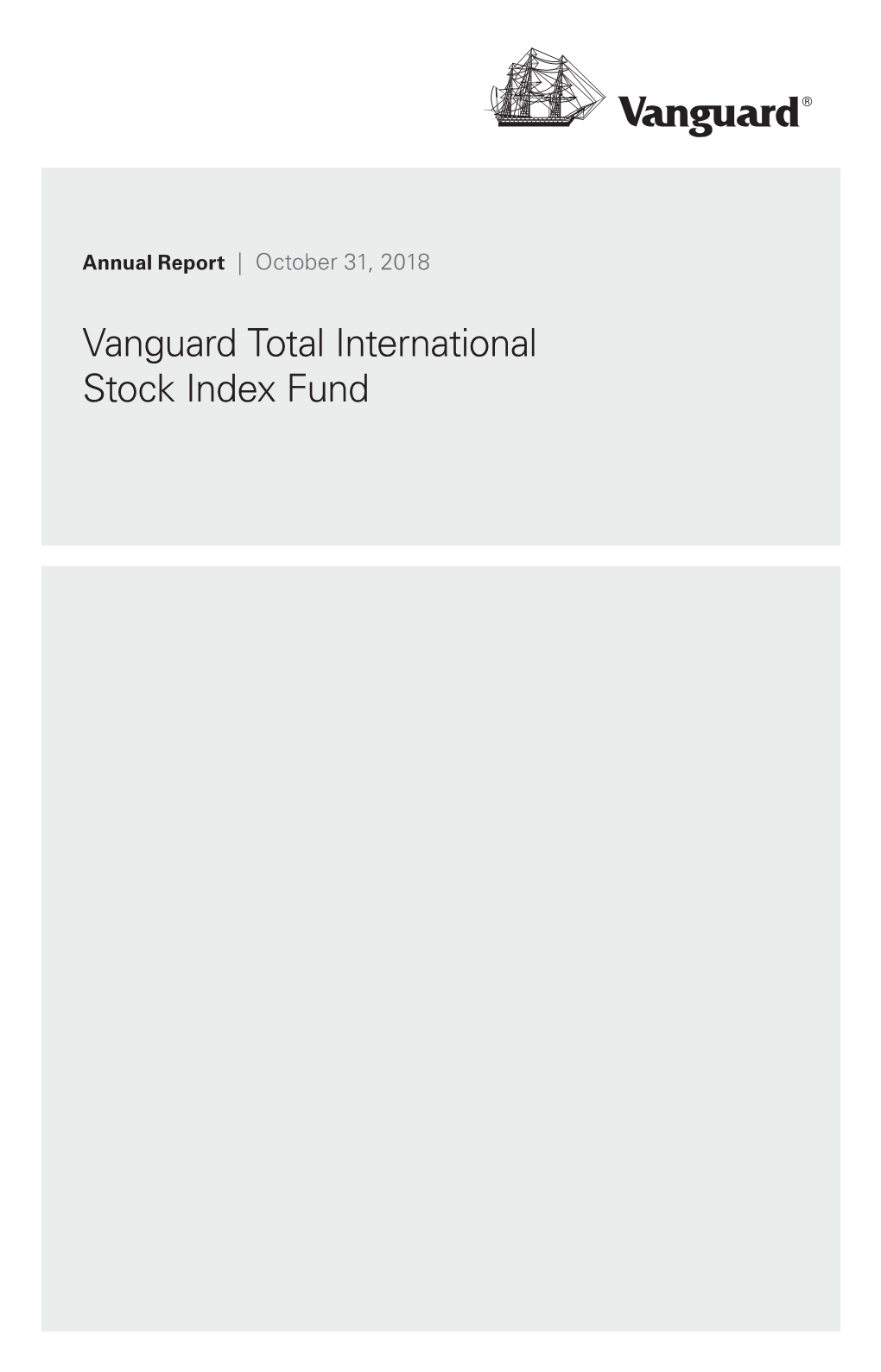 Vanguard Total International Stock Index Fund Annual Report October