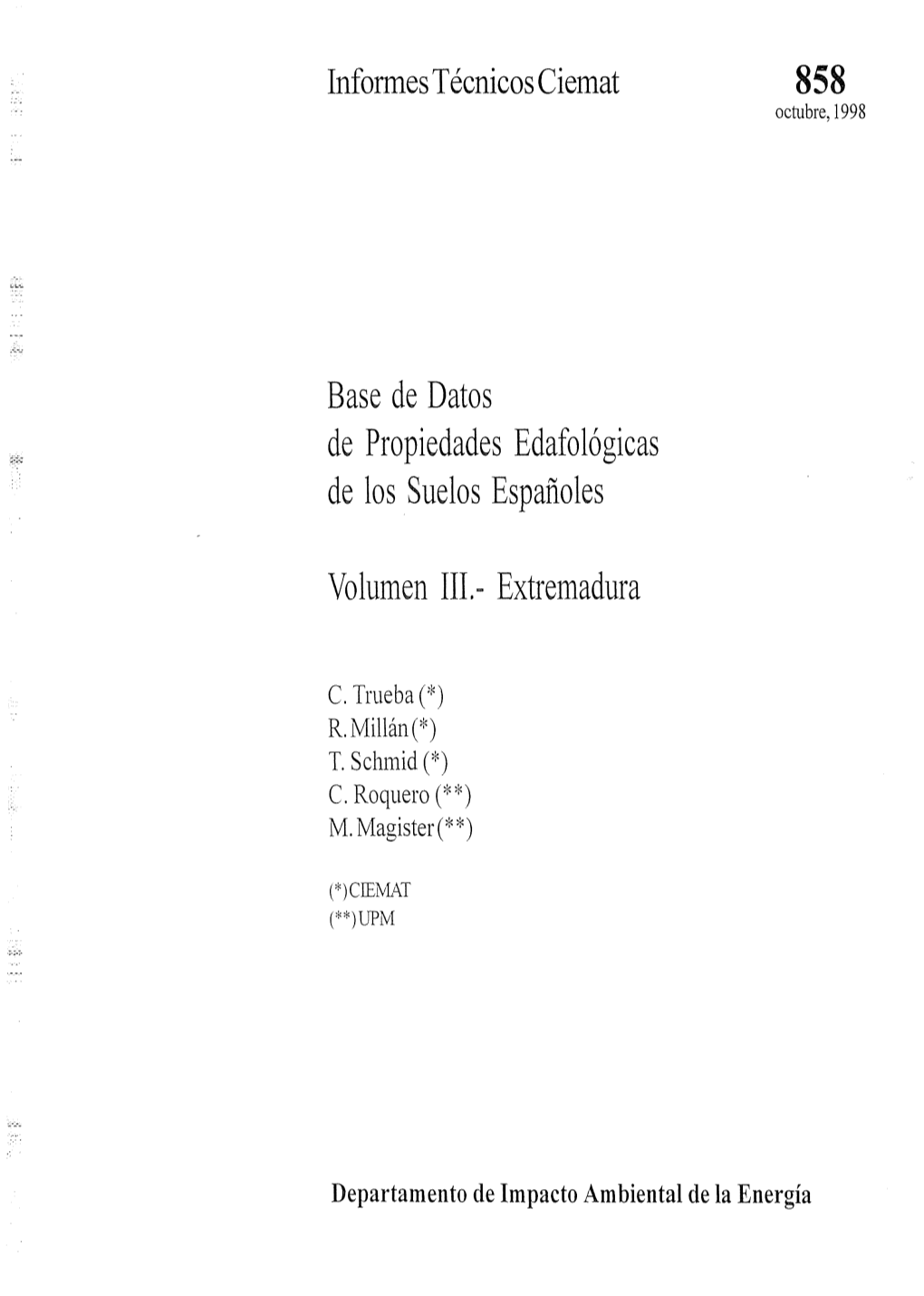 Base De Datos De Propiedades Edafológicas De Los Suelos Españoles