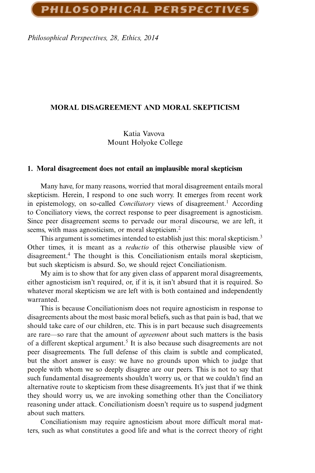 Moral Disagreement and Moral Skepticism