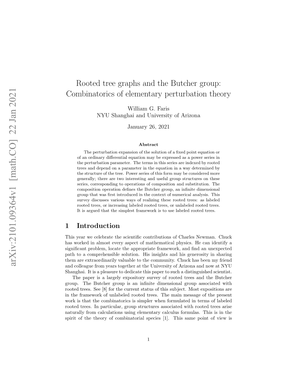 Rooted Tree Graphs and the Butcher Group: Combinatorics of Elementary Perturbation Theory