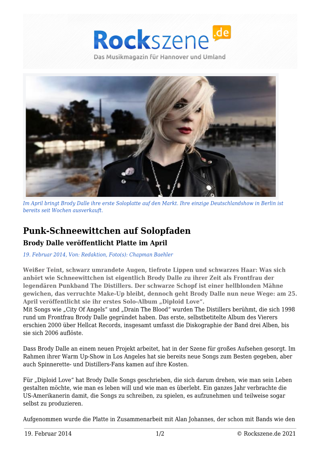 Punk-Schneewittchen Auf Solopfaden Brody Dalle Veröffentlicht Platte Im April