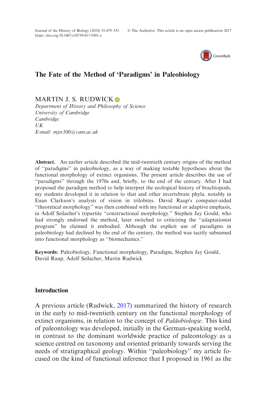 The Fate of the Method of 'Paradigms' in Paleobiology