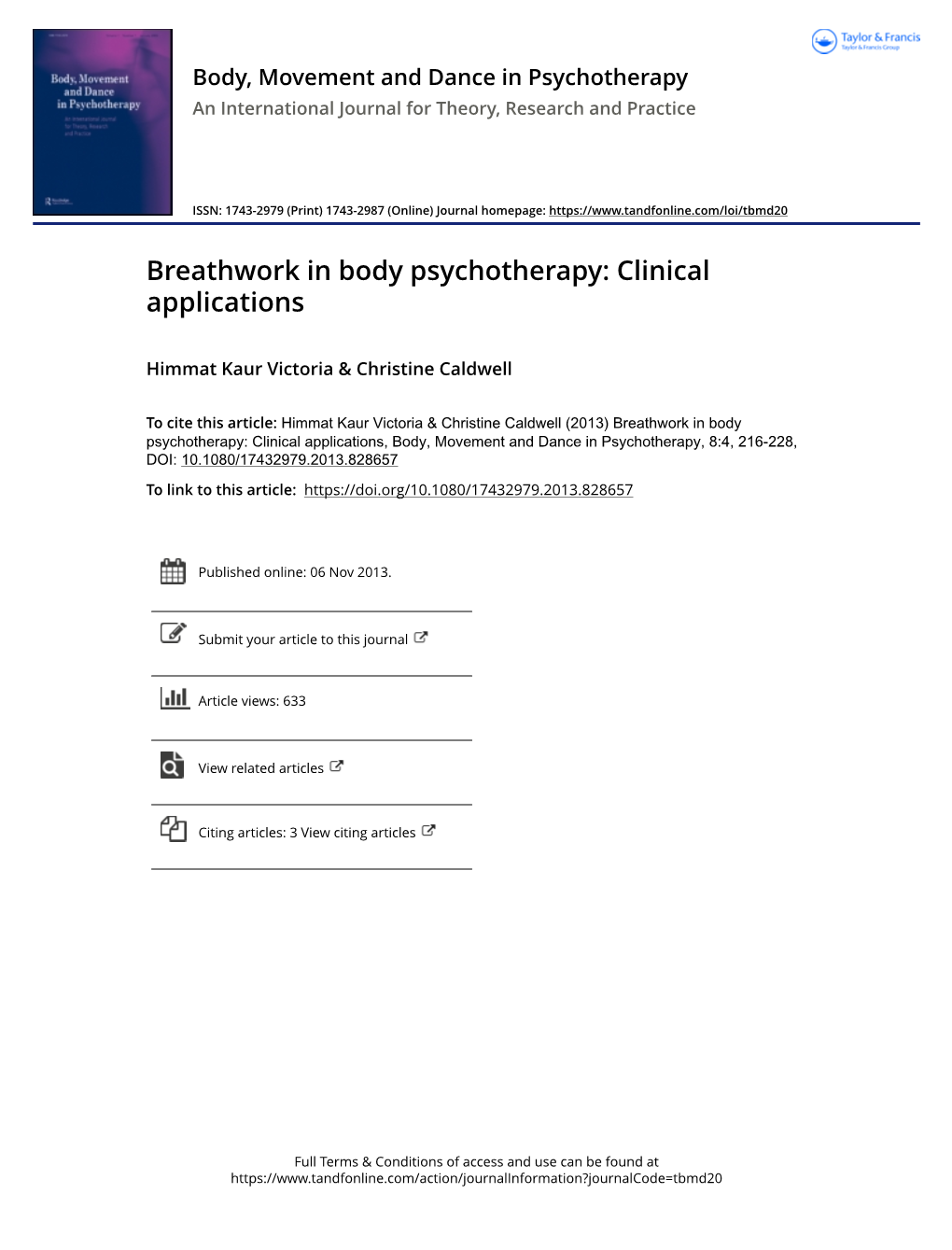 Breathwork in Body Psychotherapy: Clinical Applications