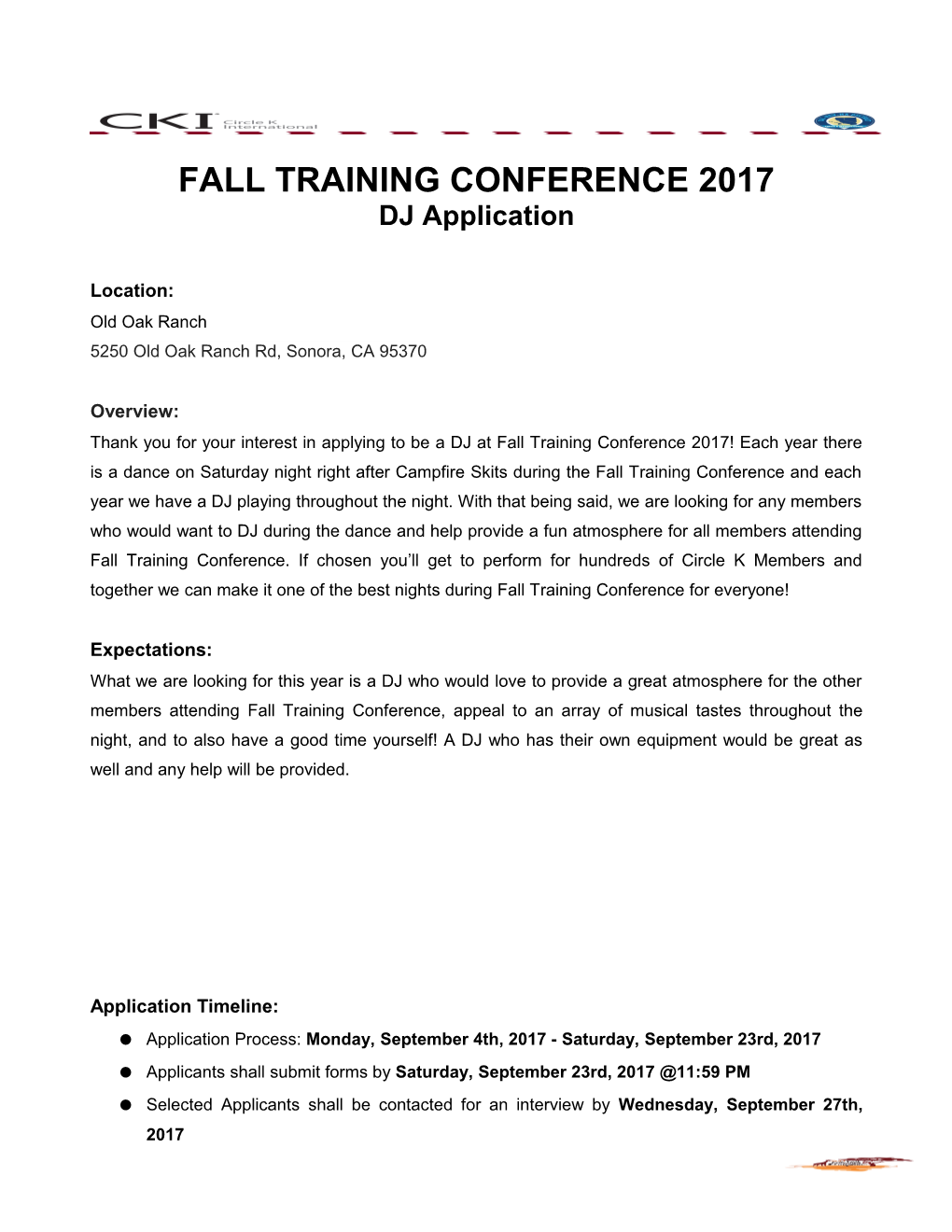 Fall Training Conference 2017