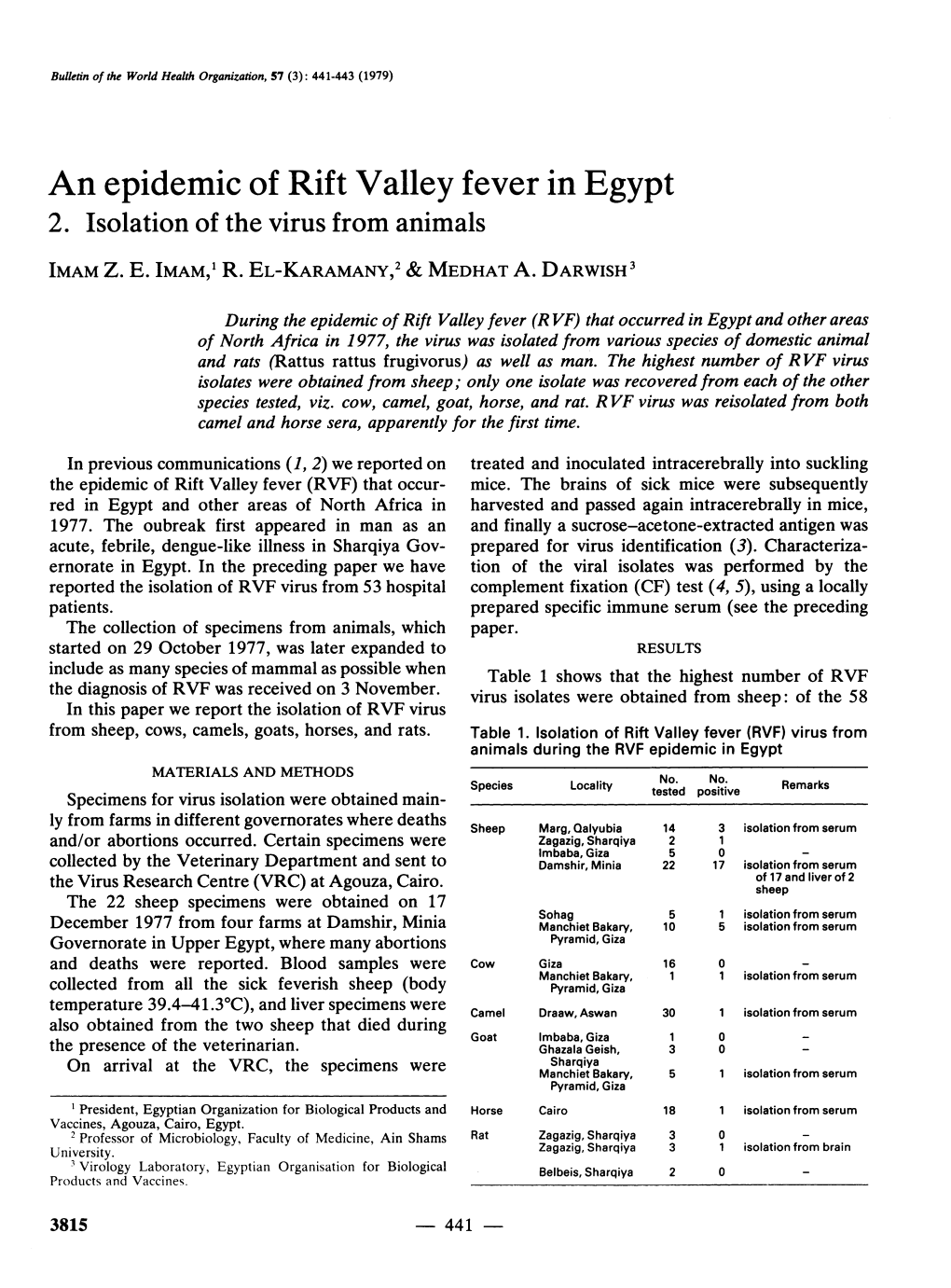 An Epidemic of Rift Valley Fever in Egypt 2