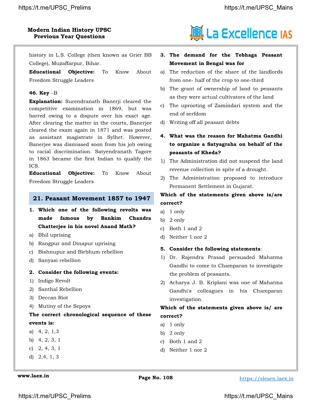 21. Peasant Movement 1857 to 1947 Correct? 1