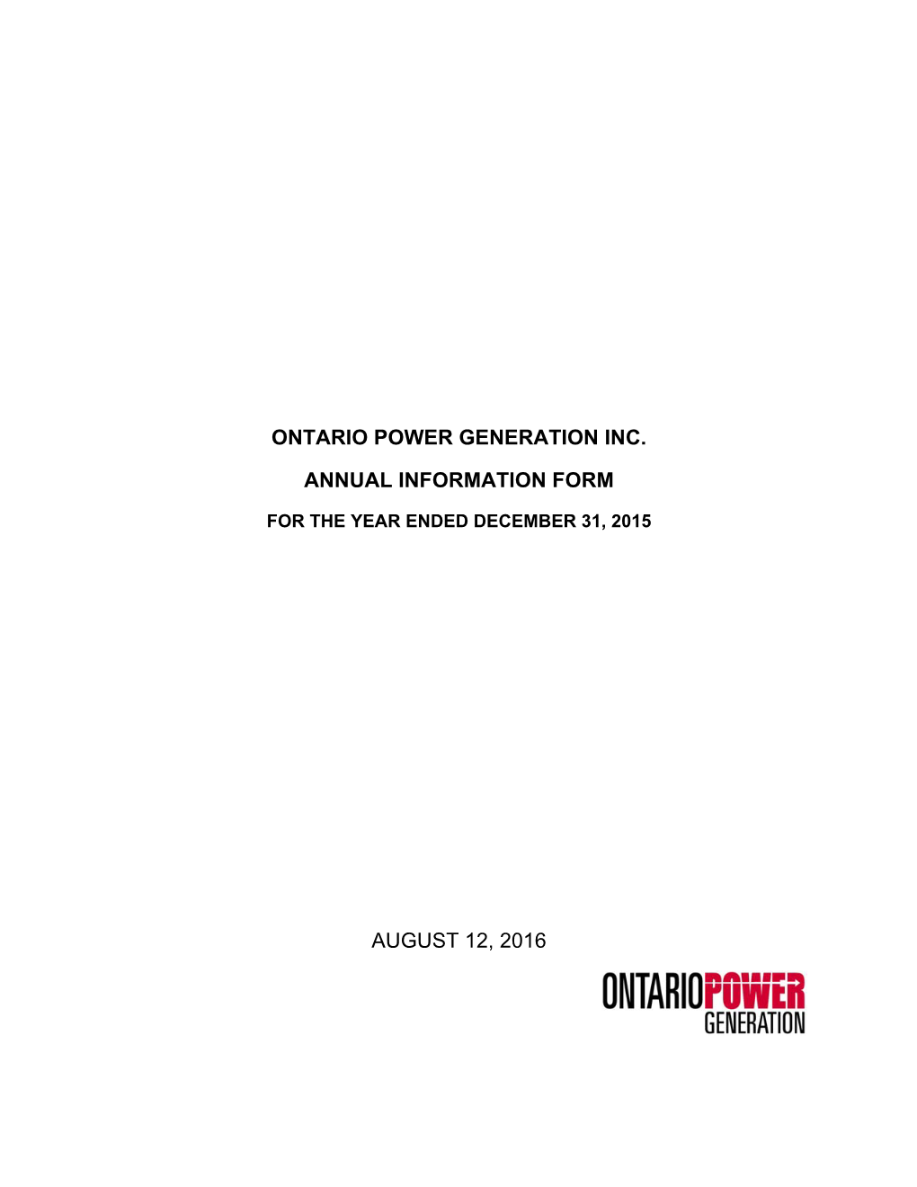 Ontario Power Generation Inc. Annual