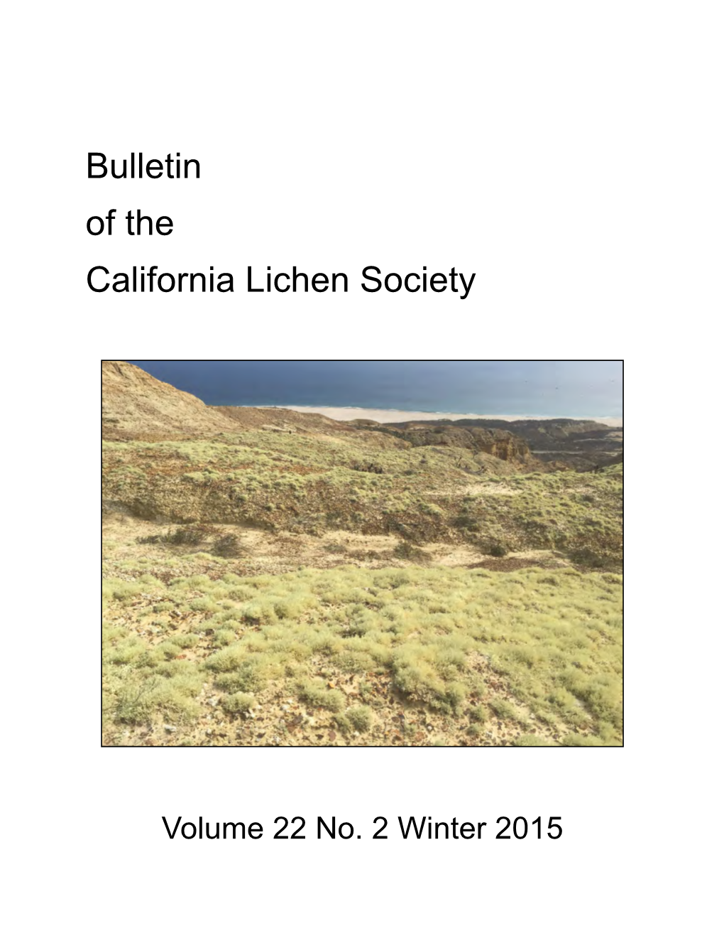 Bulletin of the California Lichen Society