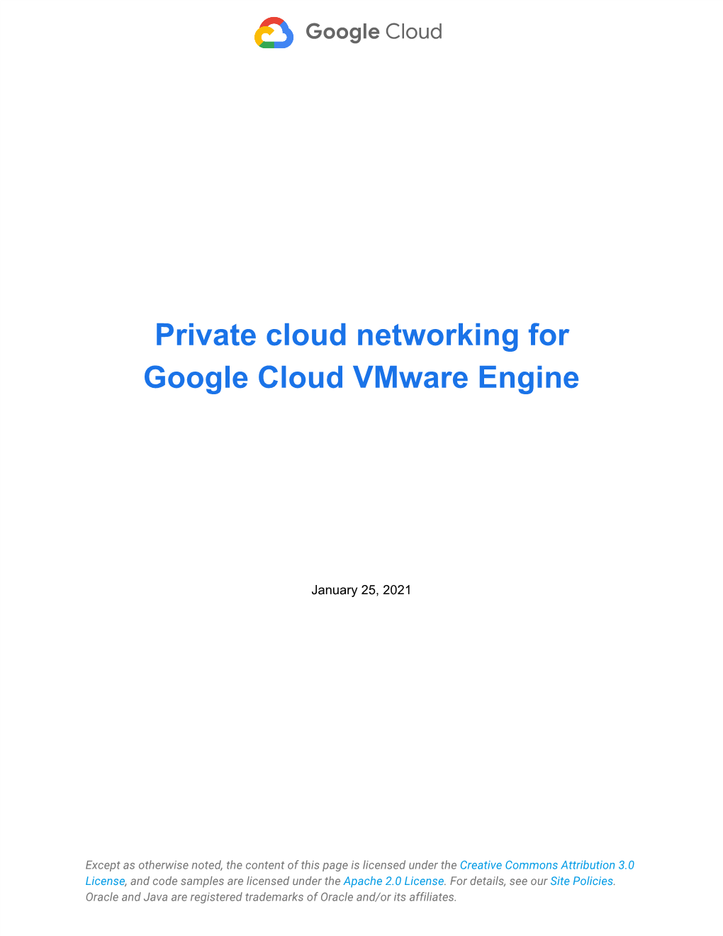 Private Cloud Networking for Google Cloud Vmware Engine
