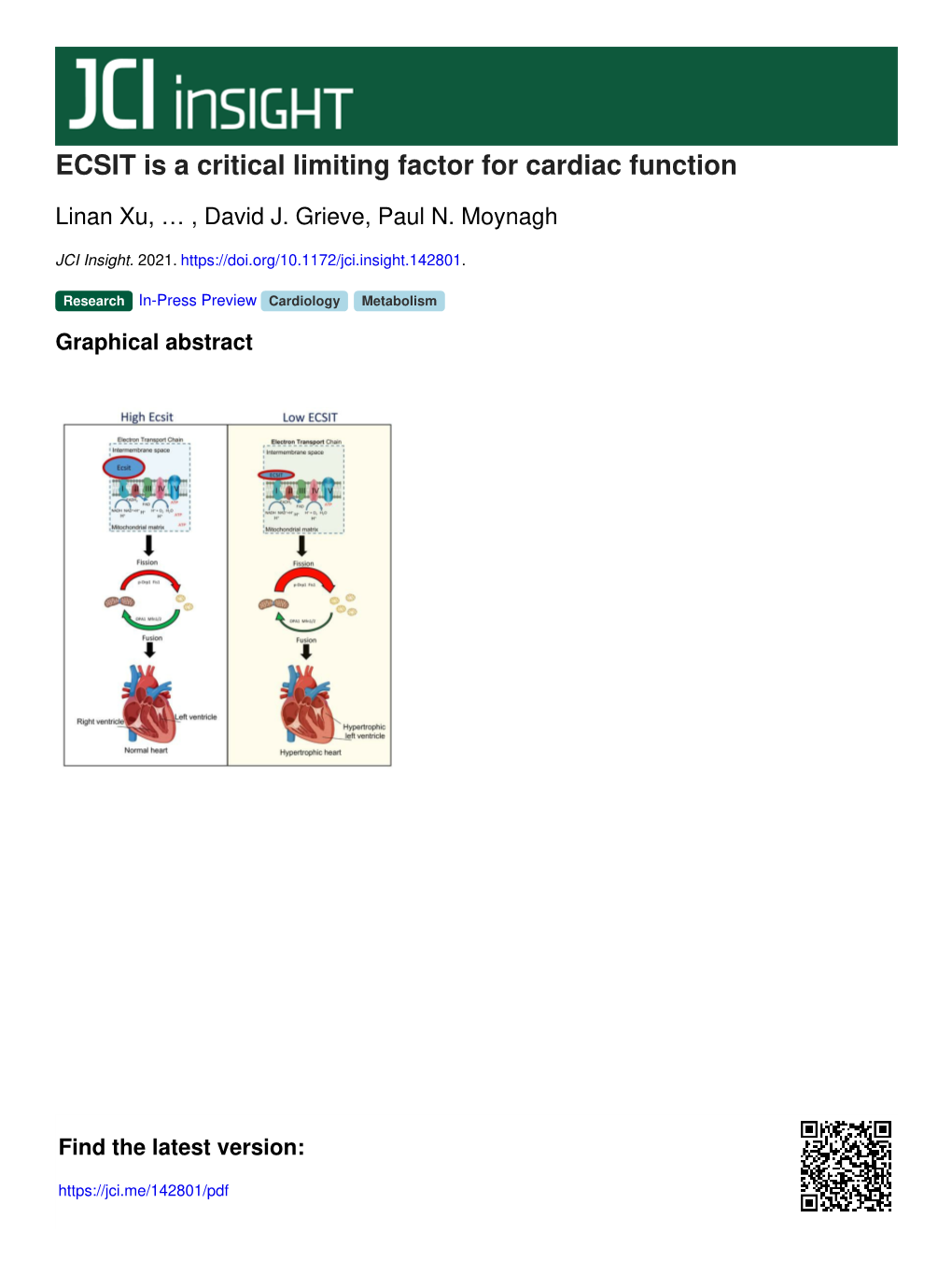 ECSIT Is a Critical Limiting Factor for Cardiac Function