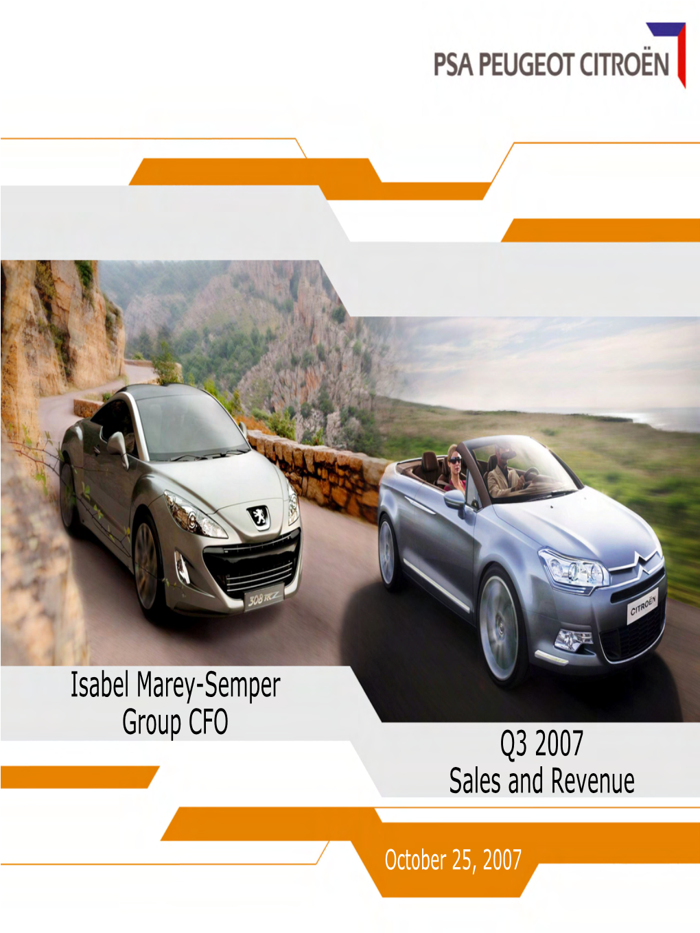 Q3 2007 Sales and Revenue Isabel Marey-Semper Group