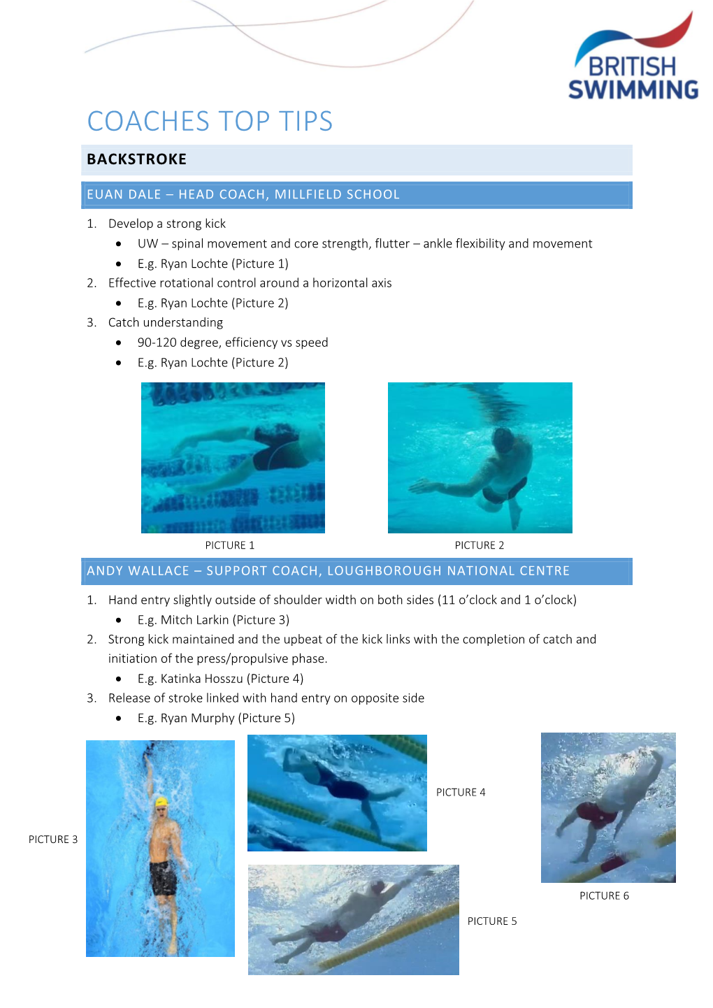 Coaches Top Tips Backstroke