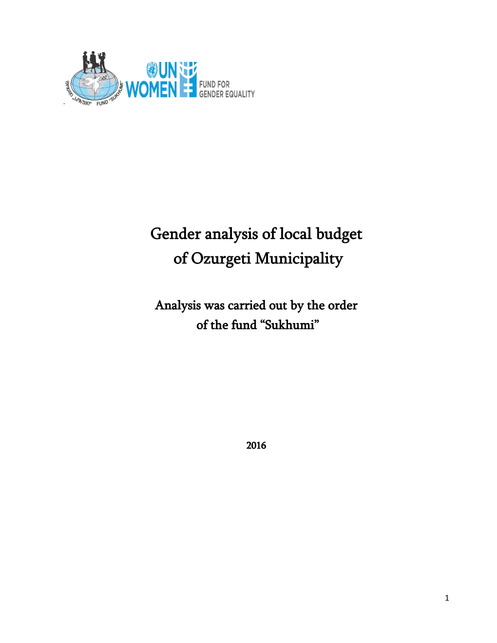 Gender Analysis of Local Budget of Ozurgeti Municipality