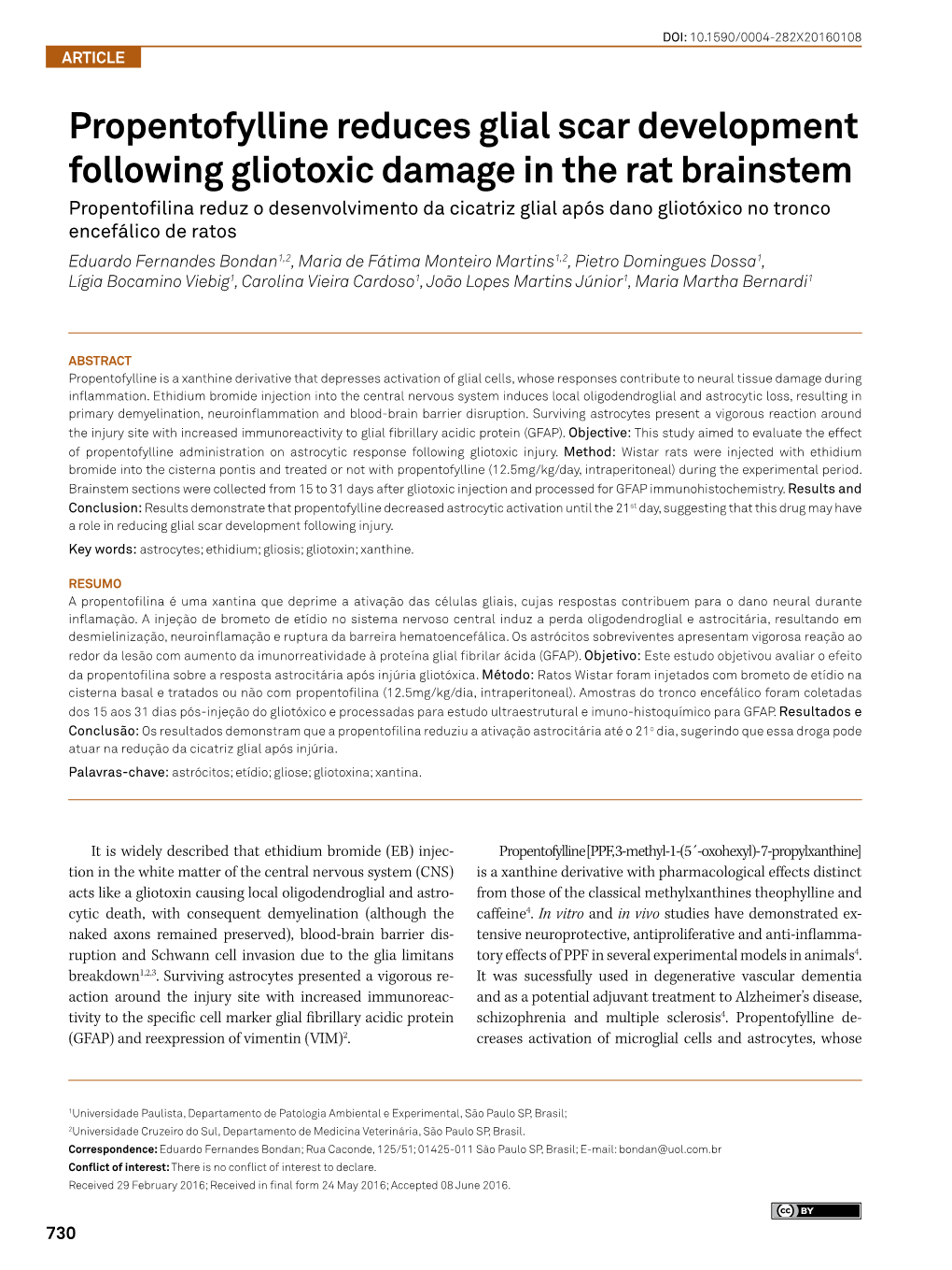 Propentofylline Reduces Glial Scar Development Following Gliotoxic