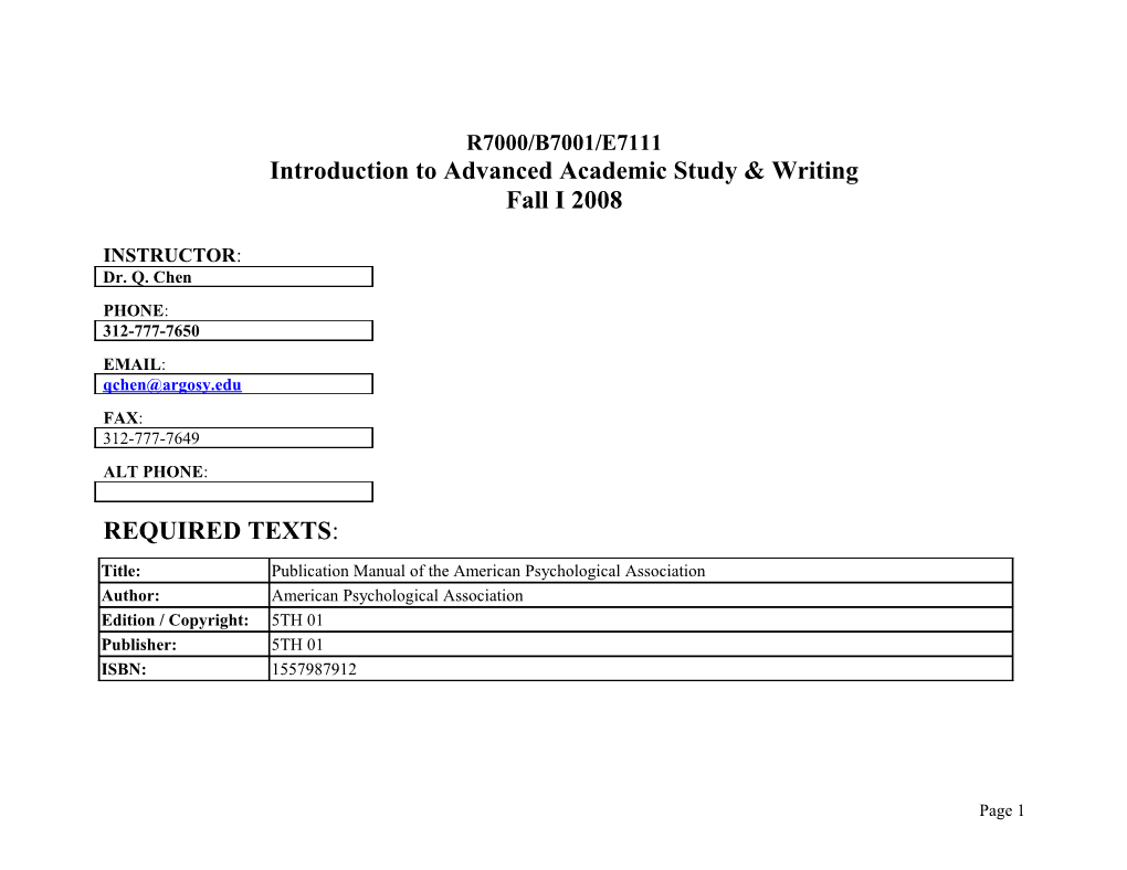 Introduction to Advanced Academic Study & Writing