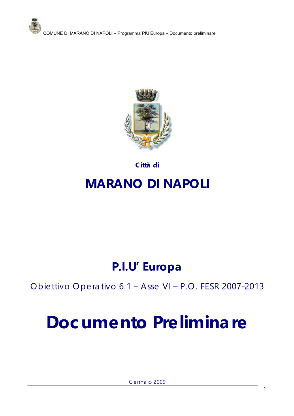 MARANO DI NAPOLI – Programma PIU’Europa – Documento Preliminare