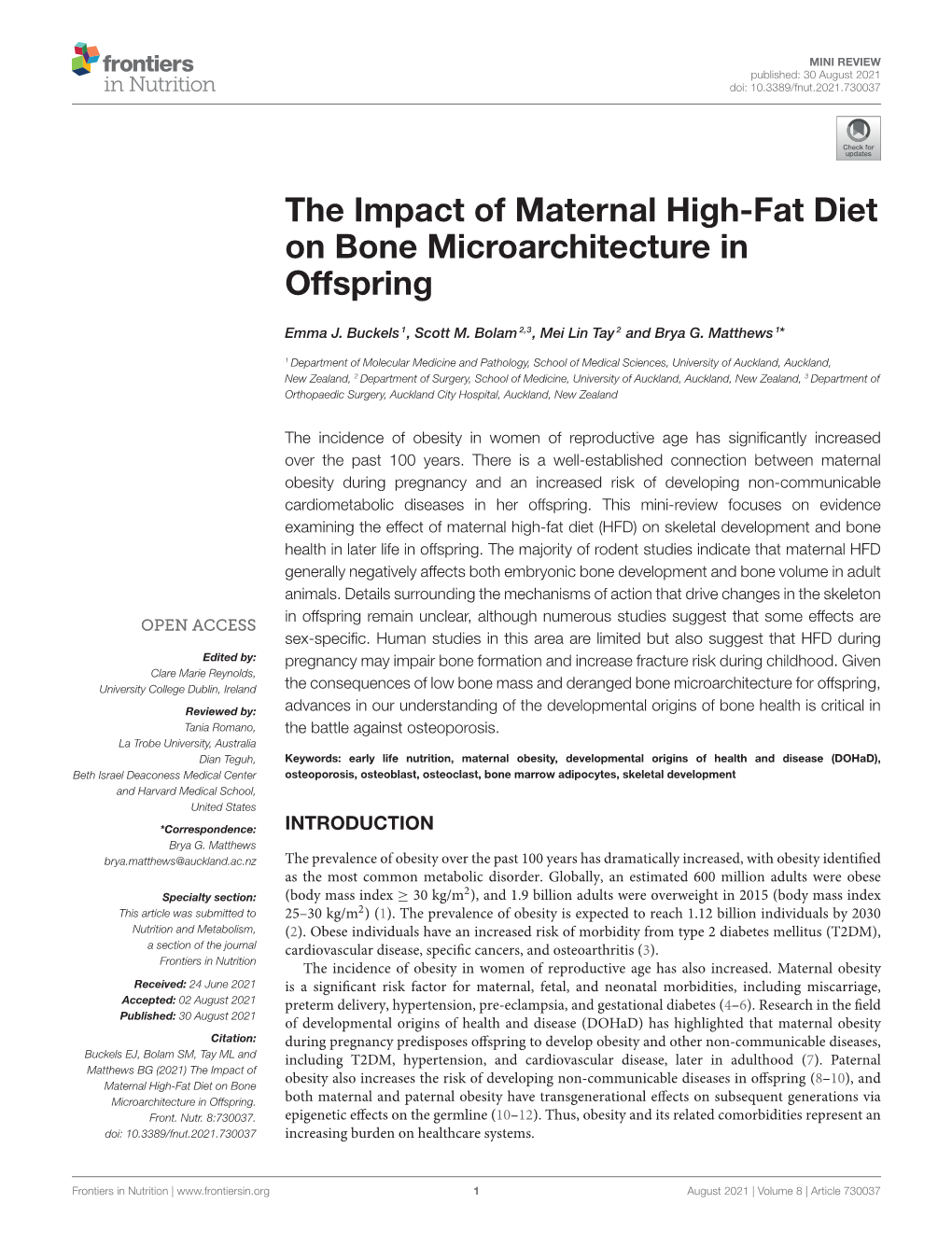 The Impact of Maternal High-Fat Diet on Bone Microarchitecture in Offspring