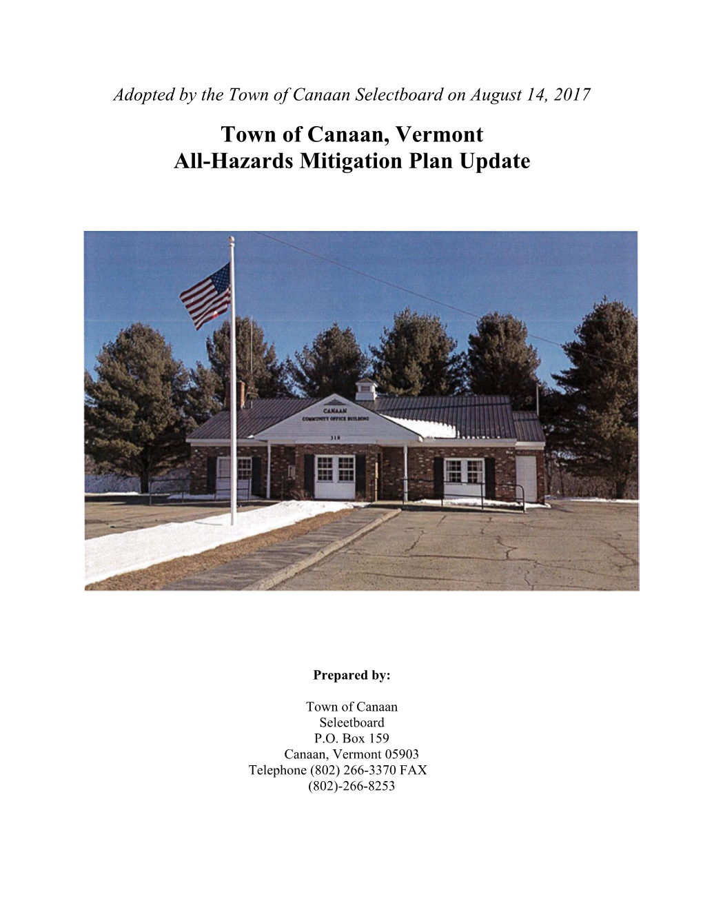 Town of Canaan, Vermont All-Hazards Mitigation Plan Update