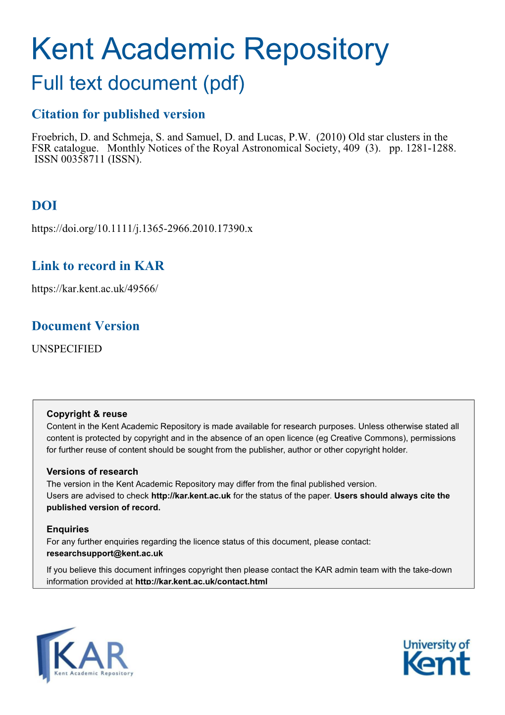 Old Star Clusters in the FSR Catalogue