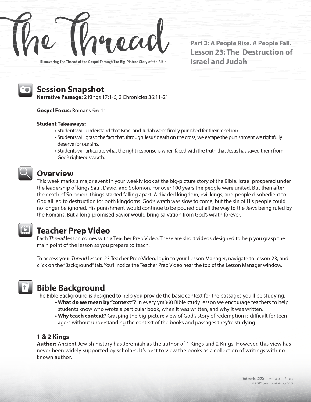 Lesson 23: the Destruction of Israel and Judah