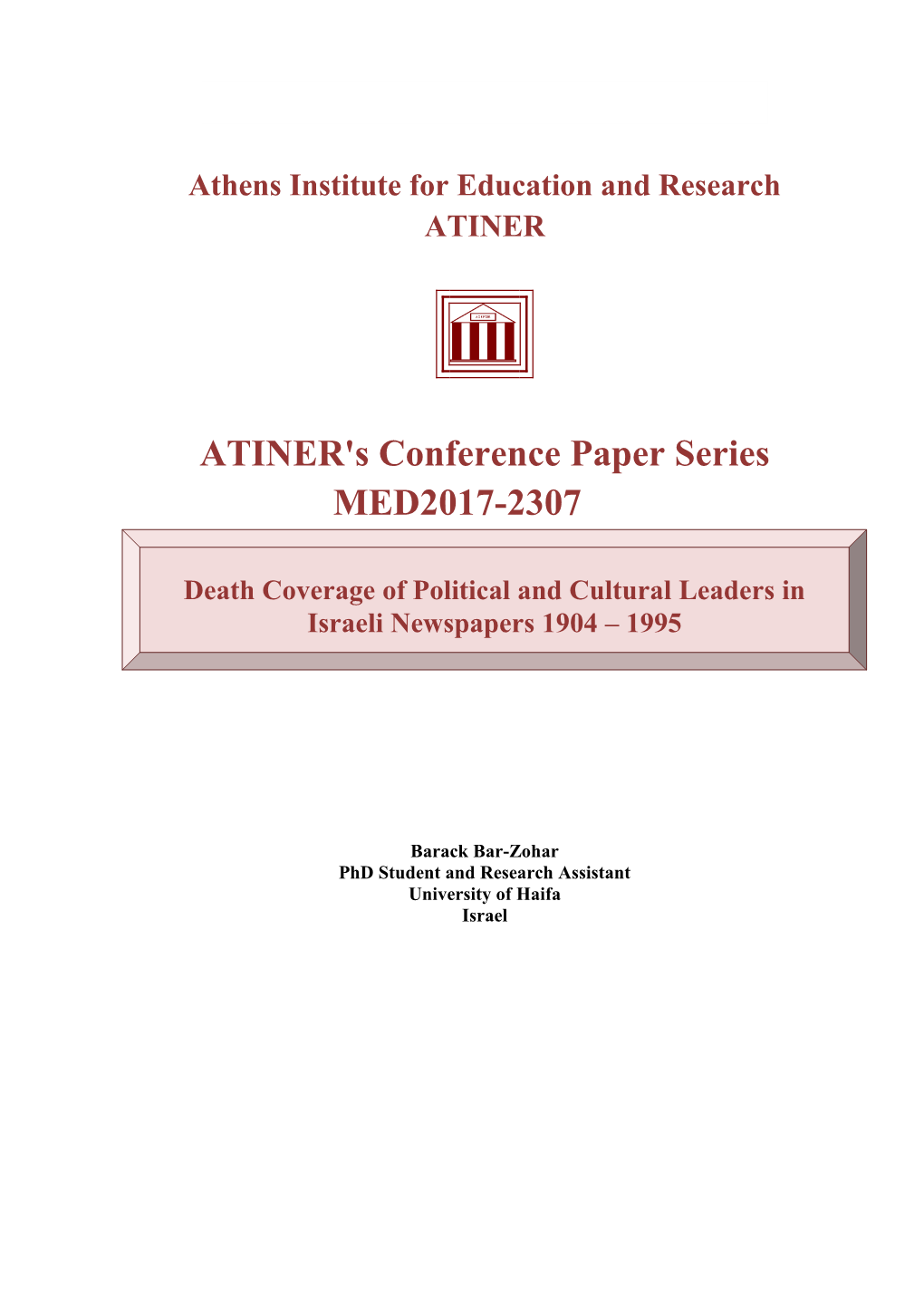 ATINER's Conference Paper Series MED2017-2307