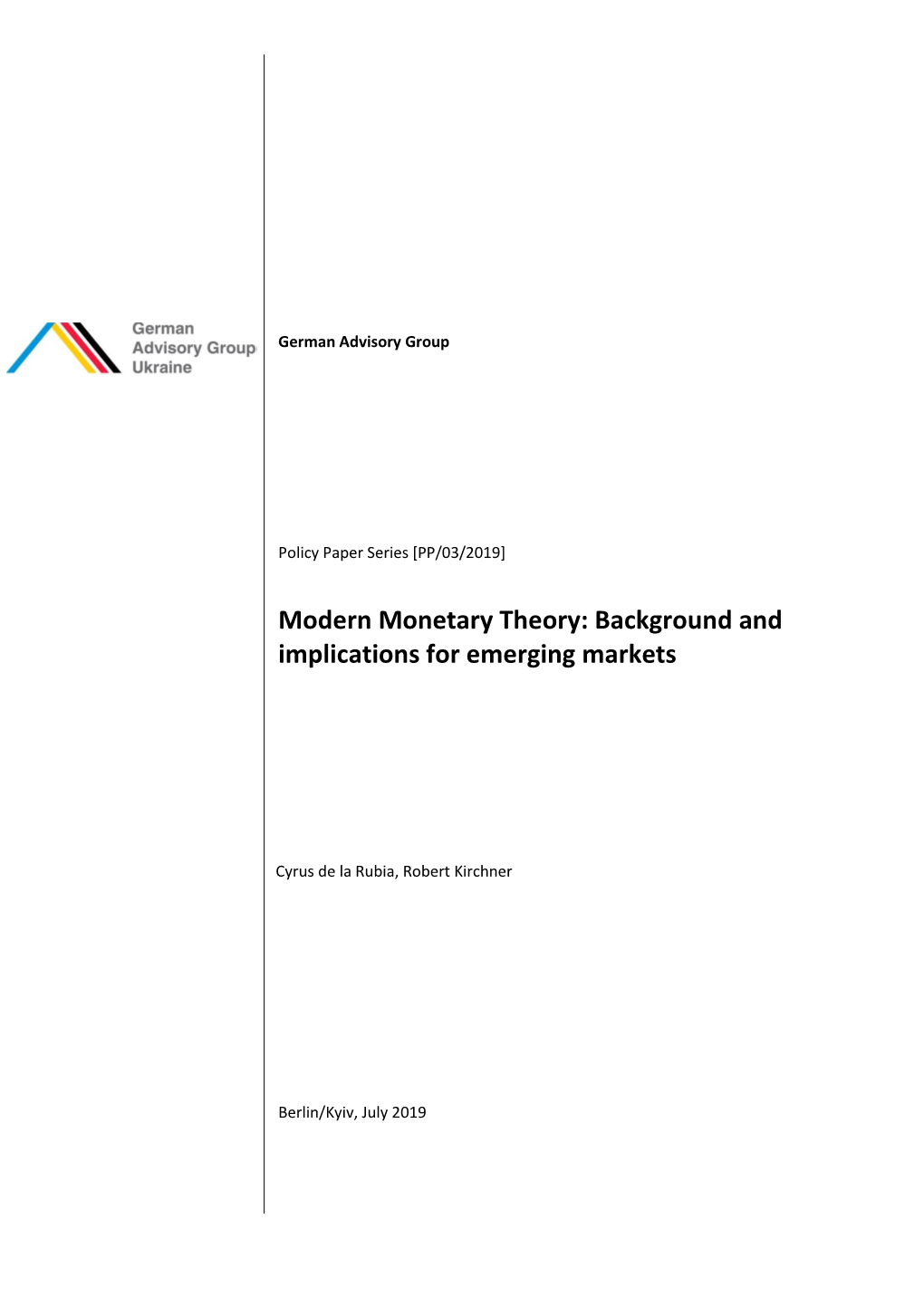 Modern Monetary Theory: Background and Implications for Emerging Markets