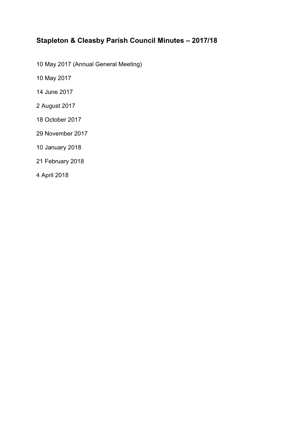 Stapleton & Cleasby Parish Council Minutes