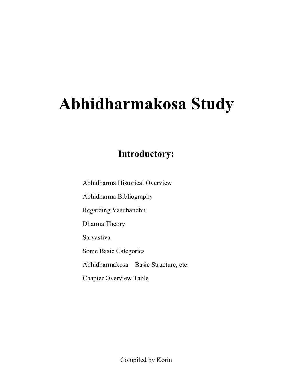 Abhidharmakosa Study Blog