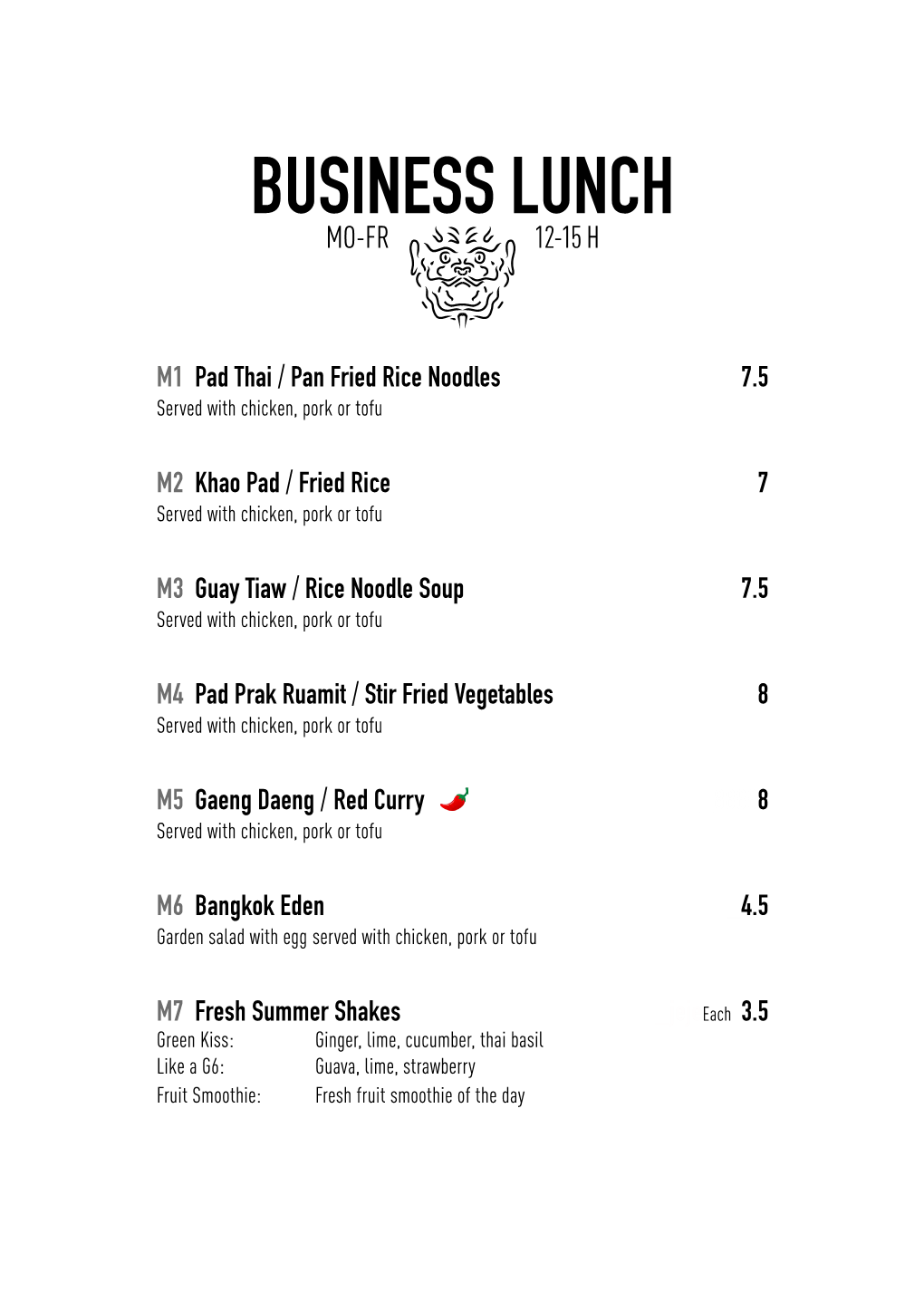 Business Lunch MO-FR 12-15 H